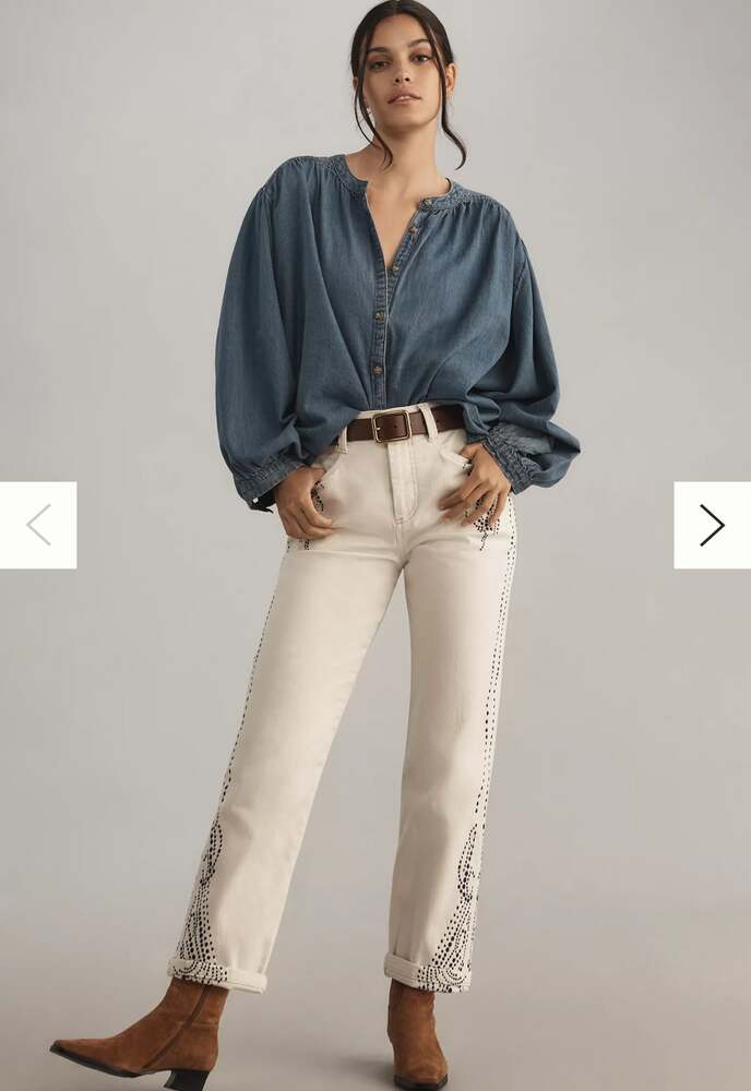 Anthropologie Pilcro Denim Jeans Embroidered Sz. 28